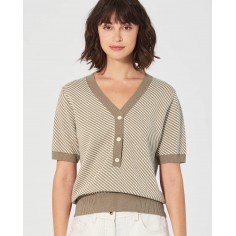 Suéter manga corta rayas de cáñamo y algodón orgánico