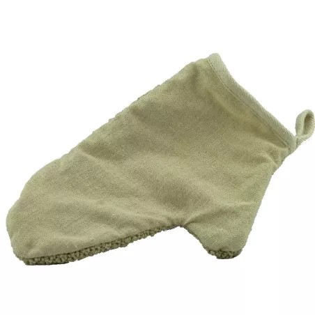 Bi-material pure hemp toilet glove