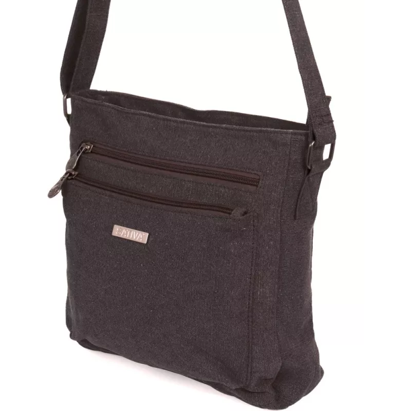 Hemp and organic cotton canvas shoulder bag