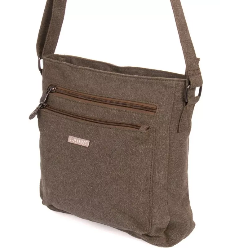 Hemp and organic cotton canvas shoulder bag