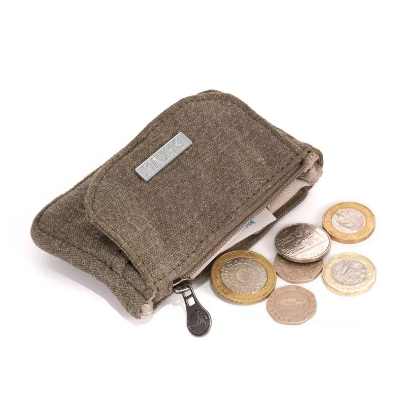 Münzgeldbörse mit 3 Taschen - Bio-Hanf-Baumwolle
