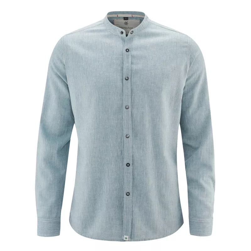 Camicia uomo con collo alla coreana in canapa ecologica