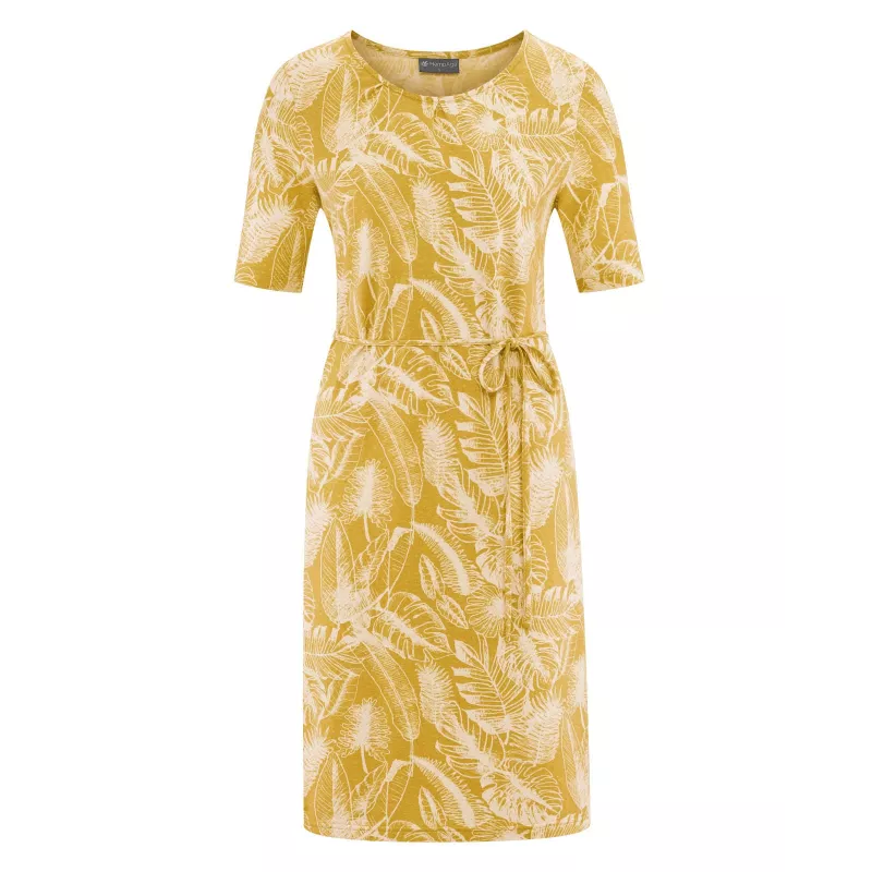 Robe avec imprimé feuille exotique- hempage