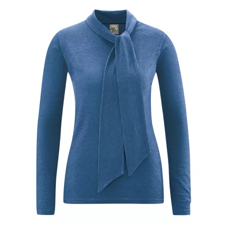 Damen Langarmpullover mit schickem Hanf-Schleifenkragen