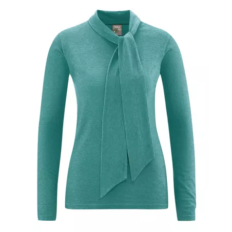 Maglione da donna a maniche lunghe con collo a fiocco in canapa fantasia