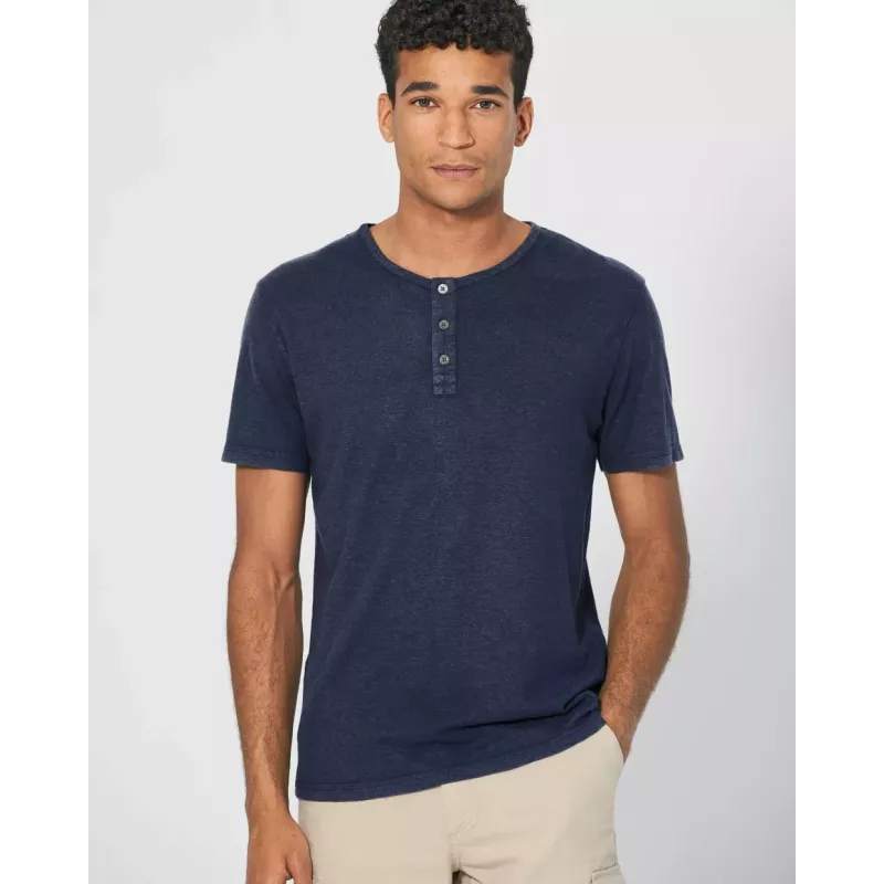 T-shirt manica corta con colletto abbottonato