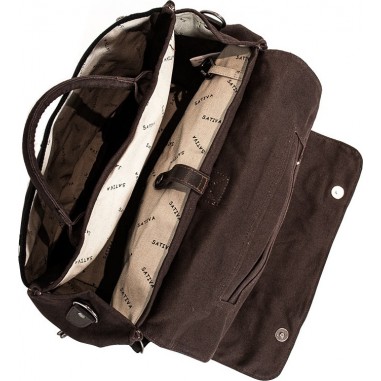 Hemp canvas and leather satchel