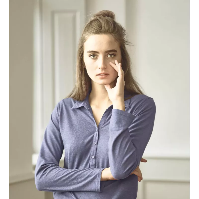 Blouse with shirt collar