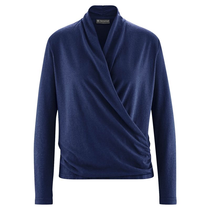 T-shirt manche longue col chale - Chanvre et Coton bio