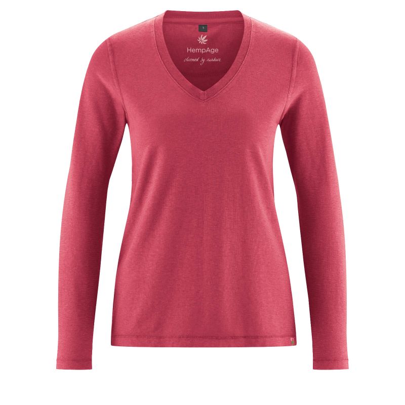 Camiseta de manga larga V-neck - Algodón orgánico y cáñamo