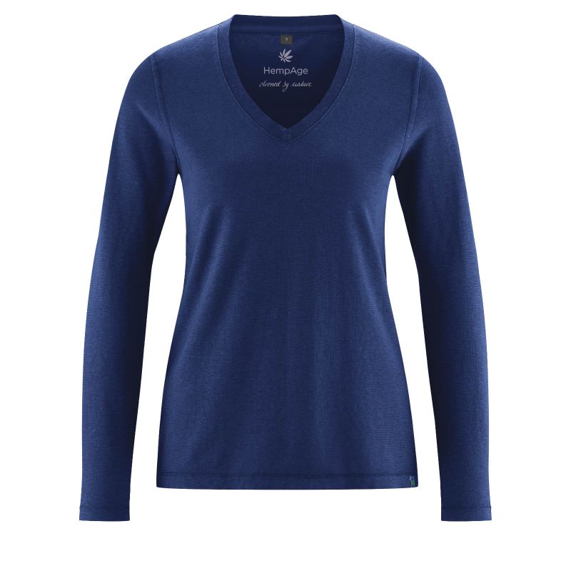 T-shirt manche longue col V - Chanvre et Coton bio