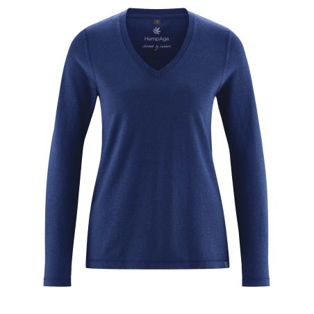 Camiseta de manga larga V-neck - Algodón orgánico y cáñamo