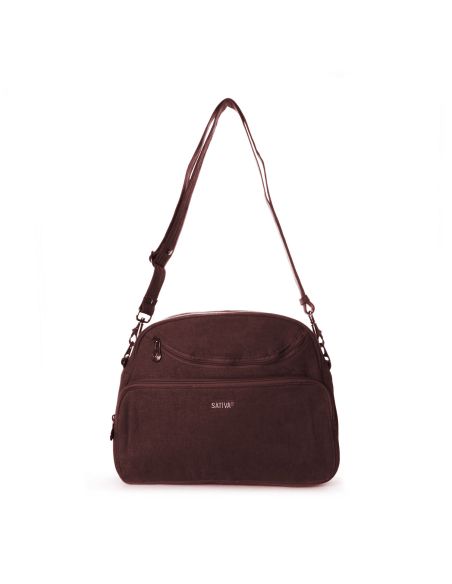 Bag in hemp cloth and organic cotton half moon