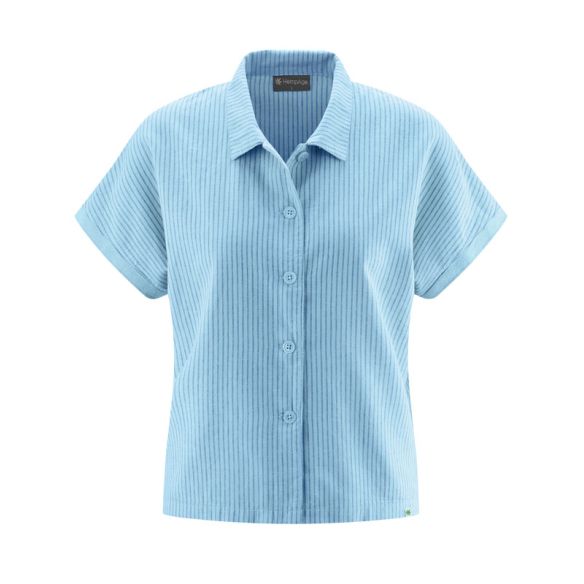 Blusa de rayas con cuello tejido - cáñamo y algodón orgánico