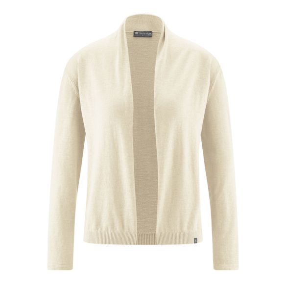 Veste avec col châle en tricot fil slub - Chanvre et Coton bio