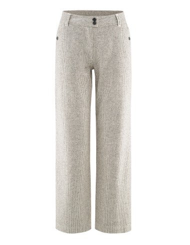 Pantalon pied-de-poule ample chanvre coton