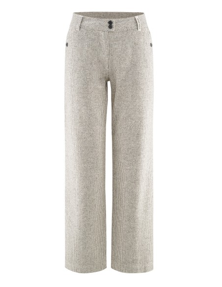 Pantalon pied-de-poule ample chanvre coton