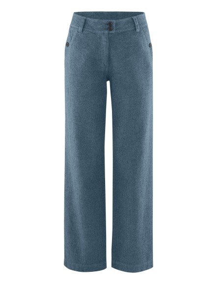 Pantalon pied-de-poule ample chanvre coton