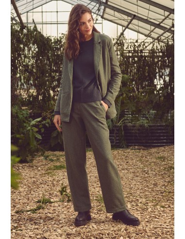 Pantalon pied-de-poule ample chanvre coton