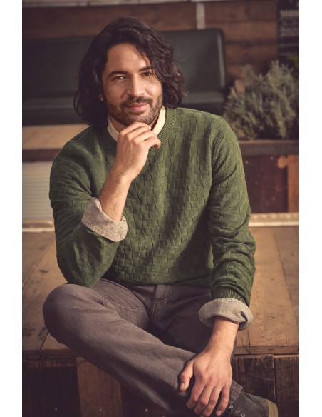 Cotone organico della canapa del maglione Damier