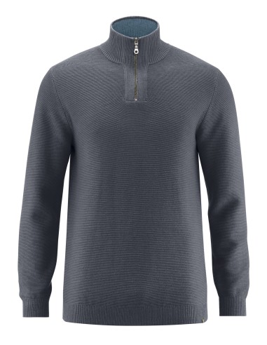 Maglione del collo con cerniera in canapa e cotone organico