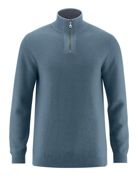 Maglione del collo con cerniera in canapa e cotone organico