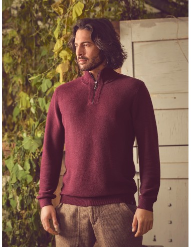 Pull col zippé en chanvre et coton biologique