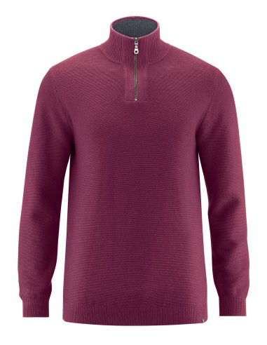 Pull col zippé en chanvre et coton biologique
