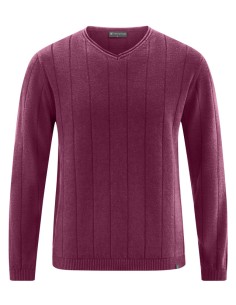 Sweater V-neck mesh hemp organic cotton