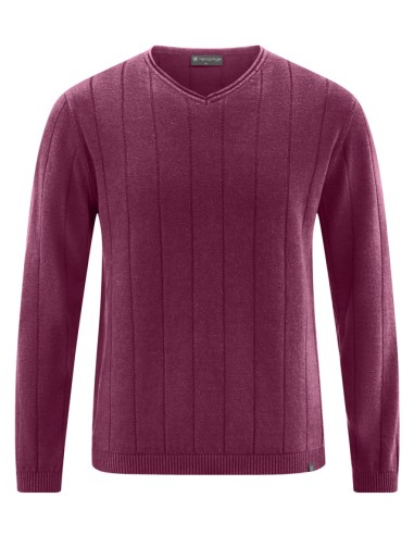 Pull col v maille chanvre coton biologique