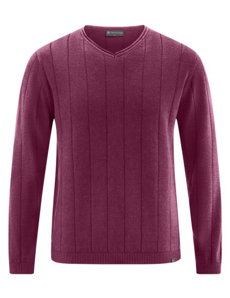 Pull col v maille chanvre coton biologique