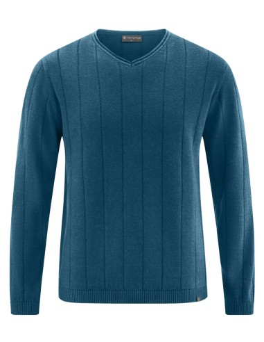 Pull col v maille chanvre coton biologique