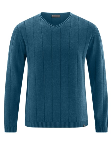 Pull col v maille chanvre coton biologique