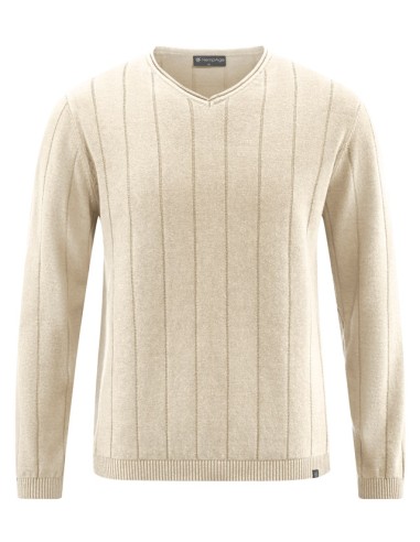 Pull col v maille chanvre coton biologique