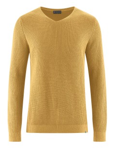 Pull en maille col v chanvre coton biologique
