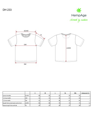 T-Shirt aus Hanf und Bio-Baumwolle 200 Gr/m²