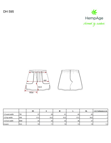 Shorts woman in standing jersey hemp and organic cotton