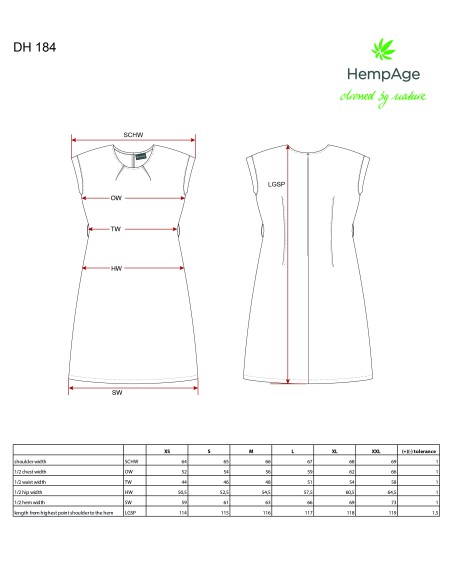 Kurzarmkleid 80% Hanf