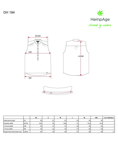 Camicia senza maniche - Canapa organica e cotone