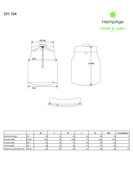 Ärmellose Bluse - Hanf und Bio-Baumwolle