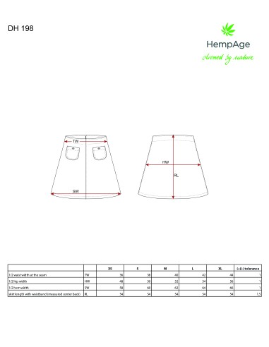 Skirt mounted on pockets - hemp and organic cotton