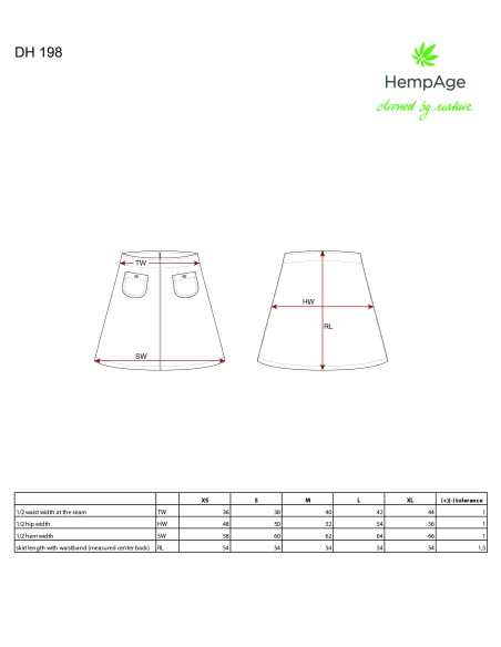 Skirt mounted on pockets - hemp and organic cotton