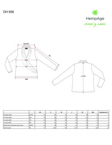 T-shirt a maniche lunghe con collo a scialle - Canapa e cotone biologico