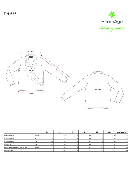 T-shirt a maniche lunghe con collo a scialle - Canapa e cotone biologico