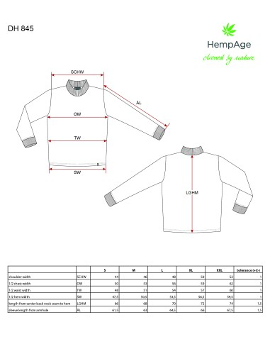 T-shirt a collo alto a manica lunga - Canapa e cotone biologico