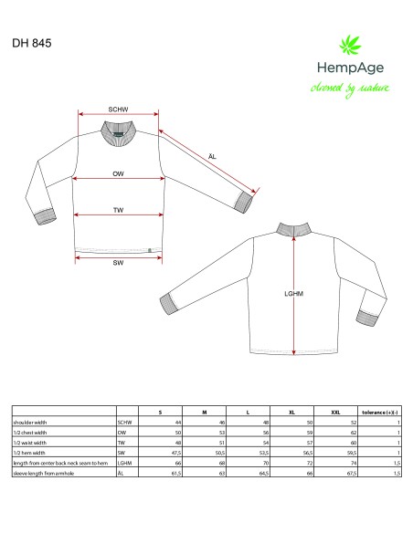 T-shirt a collo alto a manica lunga - Canapa e cotone biologico