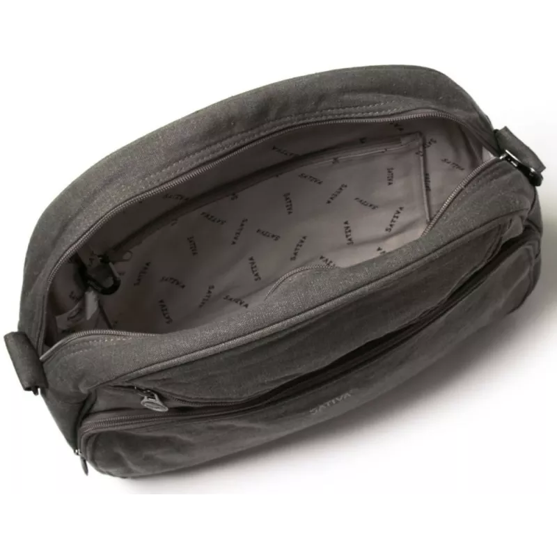 Halbmondförmige Tasche aus Hanf und Bio-Baumwolle