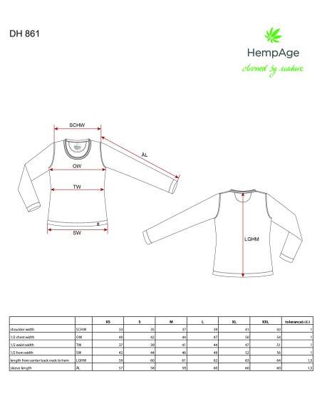 T-shirt manica lunga in jersey - canapa e cotone biologico