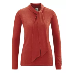 Pull manche longue femme avec col fantaisie noeud en  chanvre 2