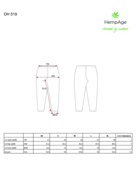 Leggins Strumpfhosen 7/8 Bio-Baumwolle und Hanf